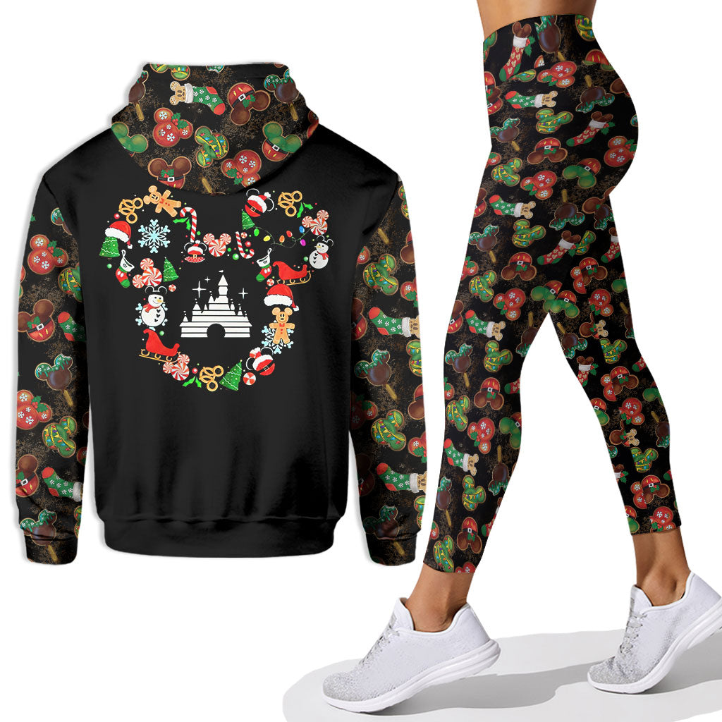 Personalized Christmas Mouse Hoodie and Leggings Set for Women