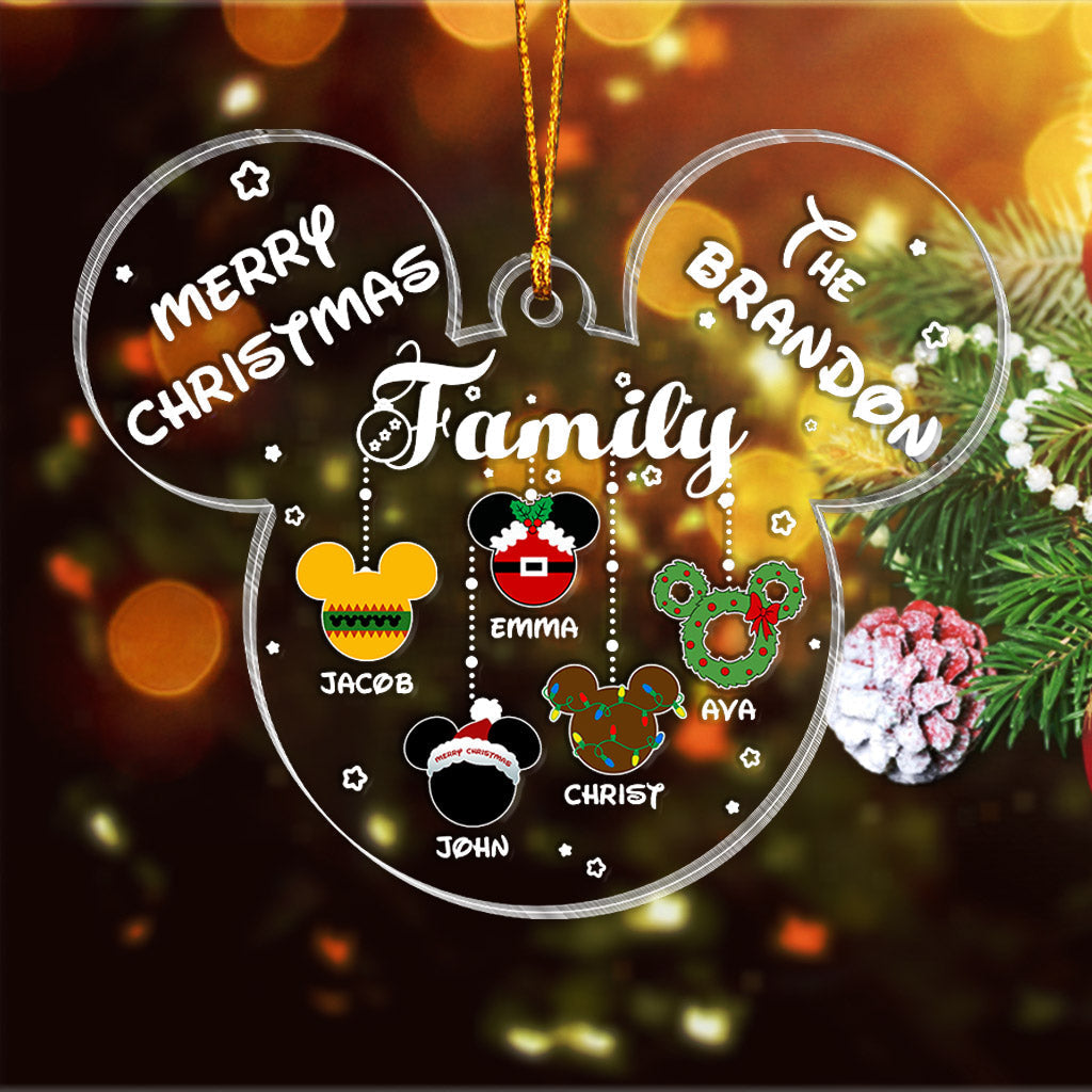 Personalized Christmas Mouse Ornament Family Name Custom Gift