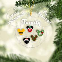 Load image into Gallery viewer, Personalized Christmas Mouse Ornament Family Name Custom Gift
