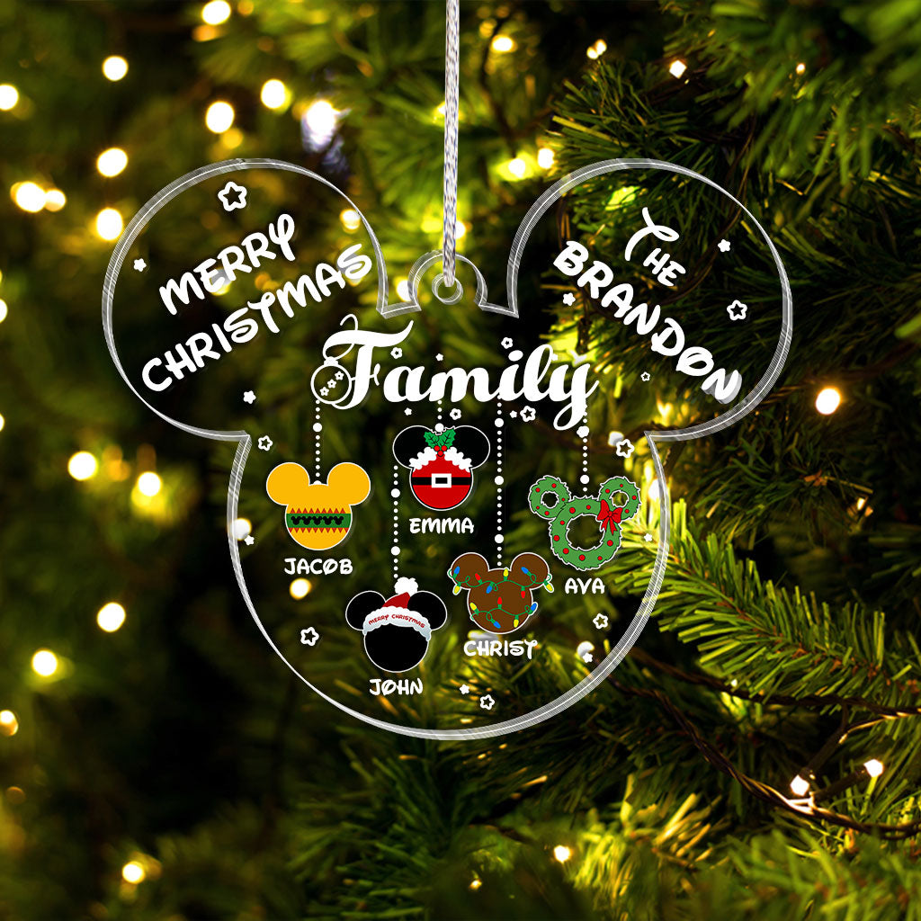 Personalized Christmas Mouse Ornament Family Name Custom Gift