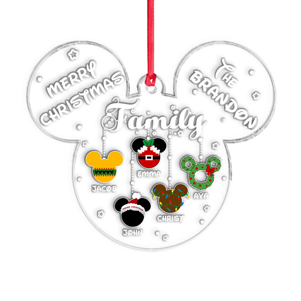 Personalized Christmas Mouse Ornament Family Name Custom Gift