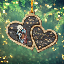 Load image into Gallery viewer, Personalized Nightmare Before Christmas Wood Ornament Custom Names Gift for Couples
