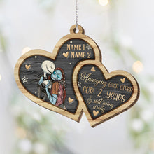 Load image into Gallery viewer, Personalized Nightmare Before Christmas Wood Ornament Custom Names Gift for Couples
