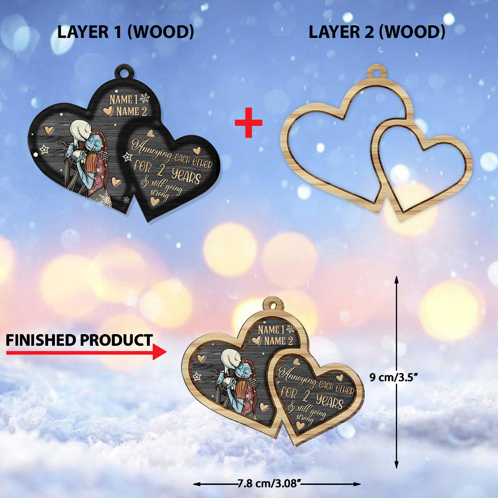 Personalized Nightmare Before Christmas Wood Ornament Custom Names Gift for Couples
