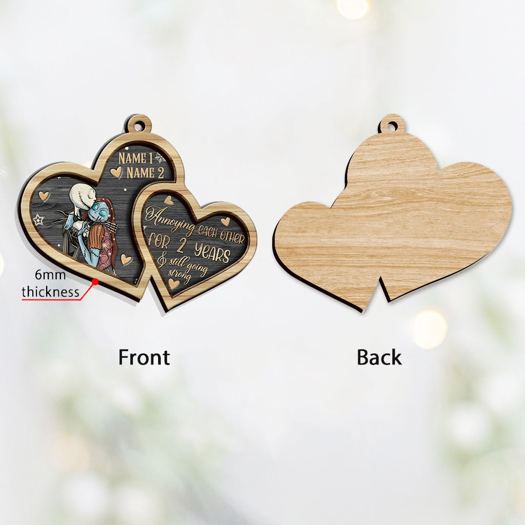 Personalized Nightmare Before Christmas Wood Ornament Custom Names Gift for Couples