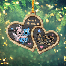 Load image into Gallery viewer, Personalized Layered Wood Ornament I'm Yours No Returns Gift for Couple
