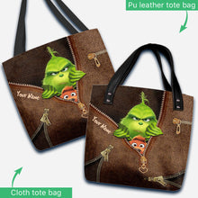 Load image into Gallery viewer, Personalized Grinch Christmas Tote Bag Custom Name Gift
