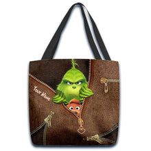 Load image into Gallery viewer, Personalized Grinch Christmas Tote Bag Custom Name Gift
