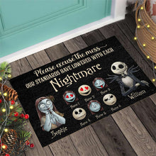 Load image into Gallery viewer, Personalized Nightmare Doormat with Custom Names for Halloween
