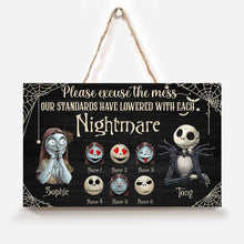 Load image into Gallery viewer, Personalized Nightmare Wood Sign Custom Names Unique Gift
