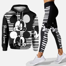 Load image into Gallery viewer, Personalized Black and White Mouse Hoodie and Leggings Set for Kids
