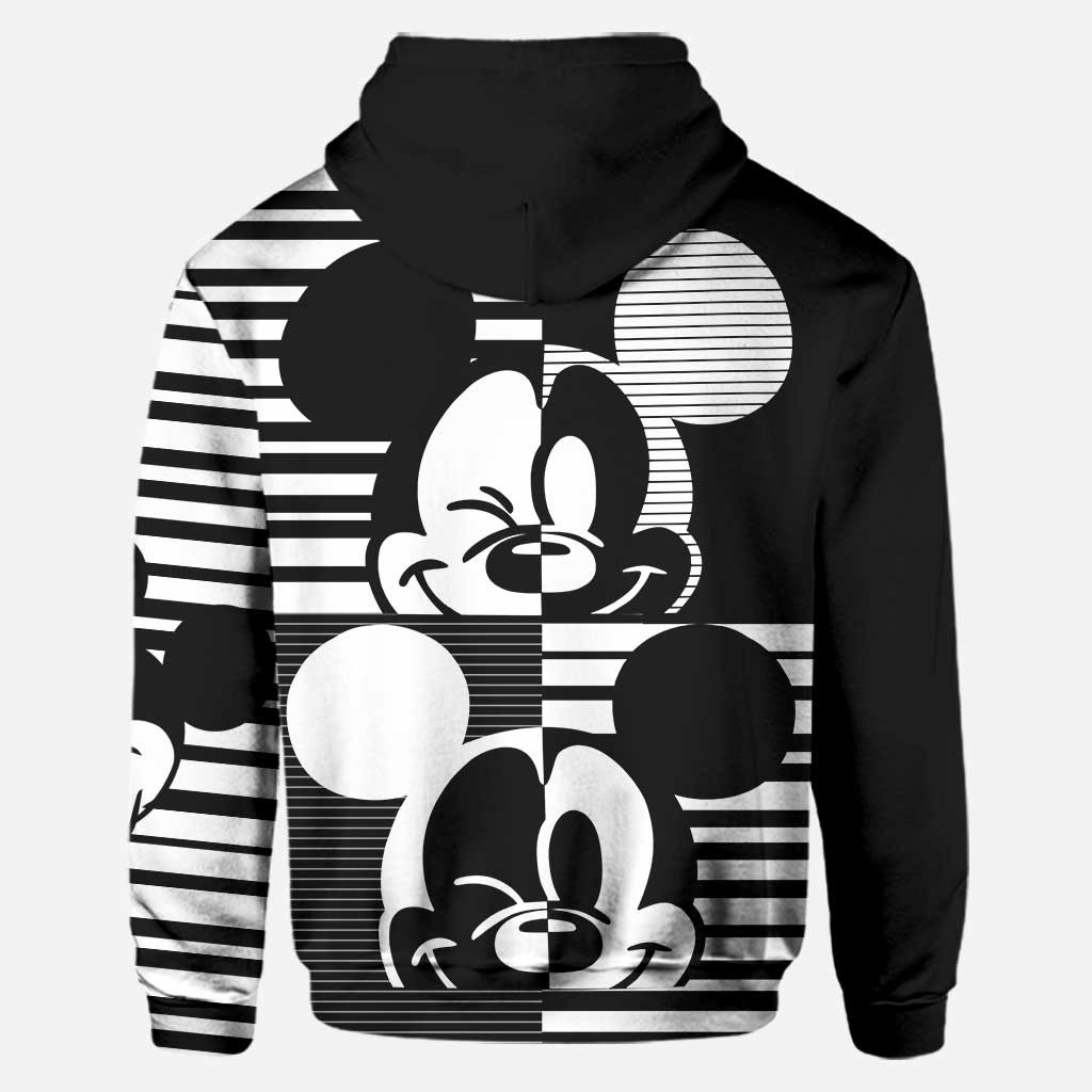 Personalized Black and White Mouse Hoodie and Leggings Set for Kids