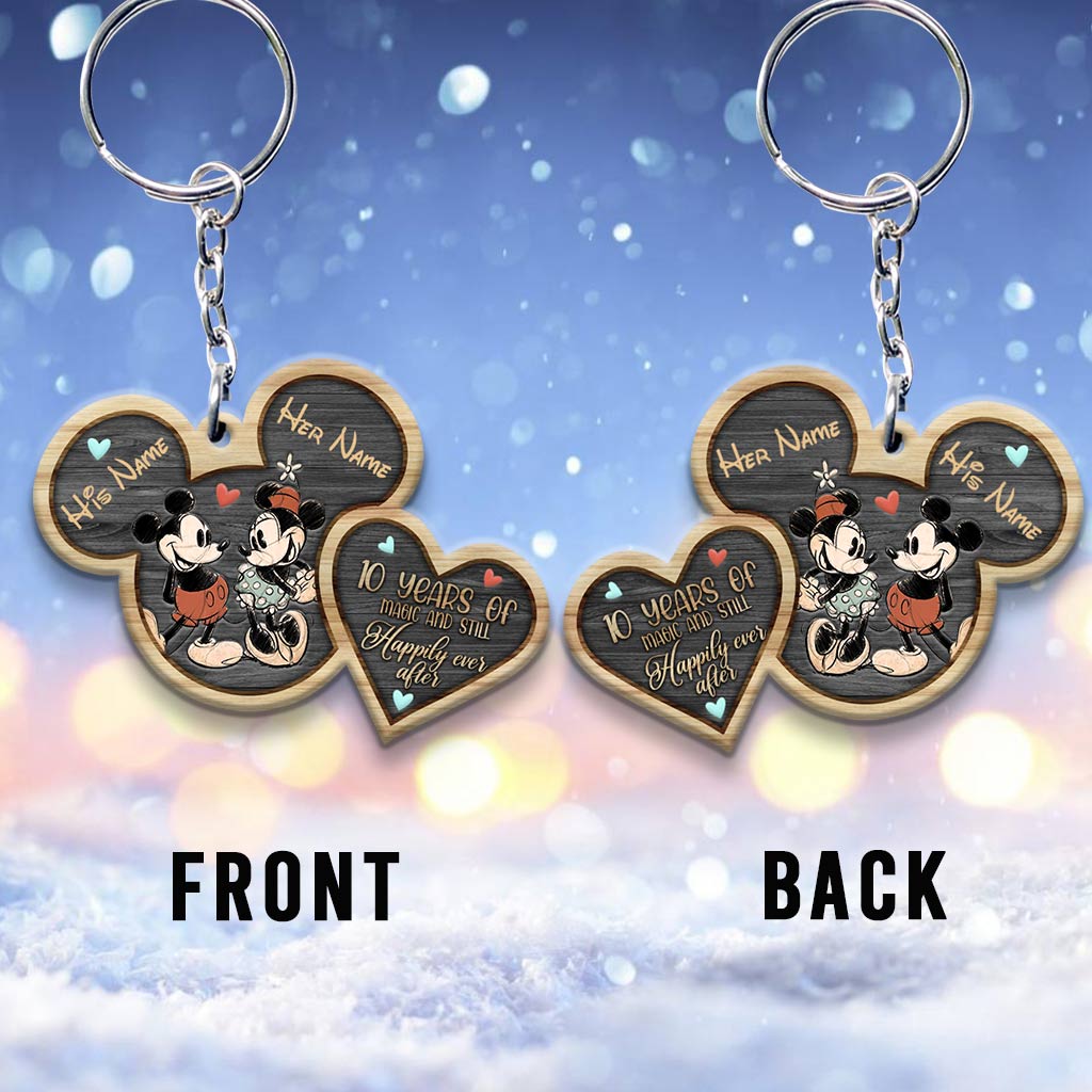 Personalized Mickey Mouse Keychain Custom Names Gift for Couples