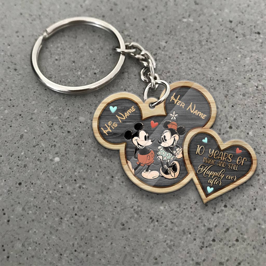 Personalized Mickey Mouse Keychain Custom Names Gift for Couples