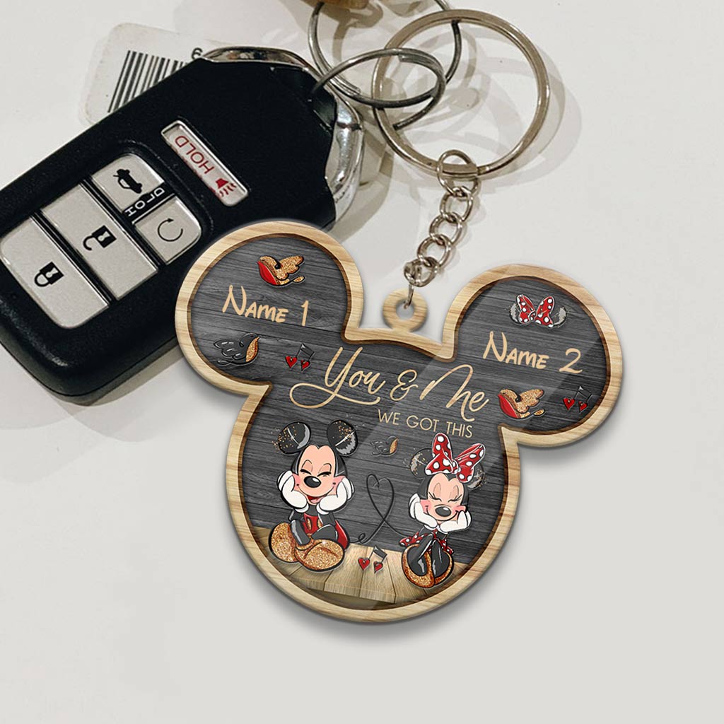 Custom Couple Keychain You & Me Mouse Shape Personalized Gift