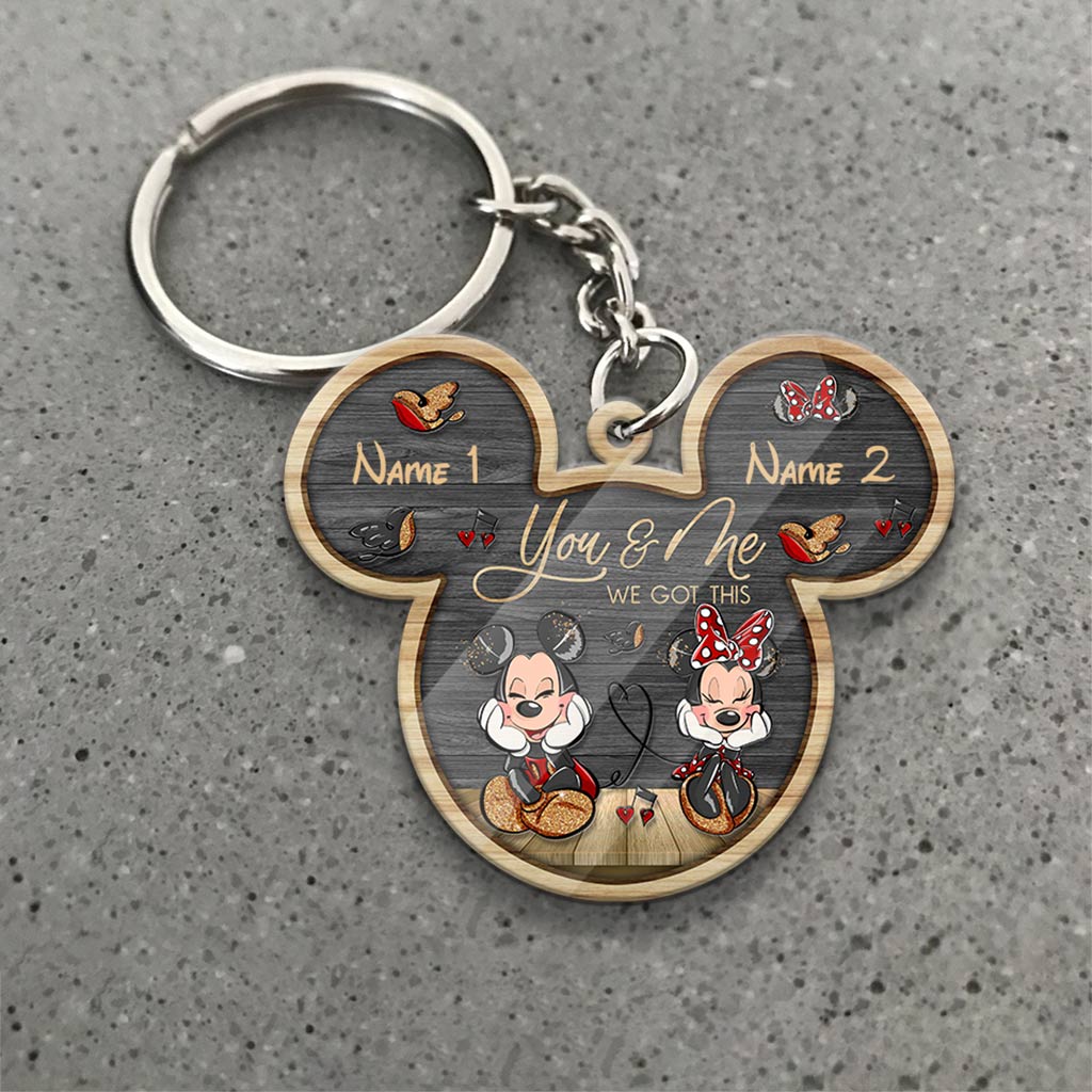 Custom Couple Keychain You & Me Mouse Shape Personalized Gift