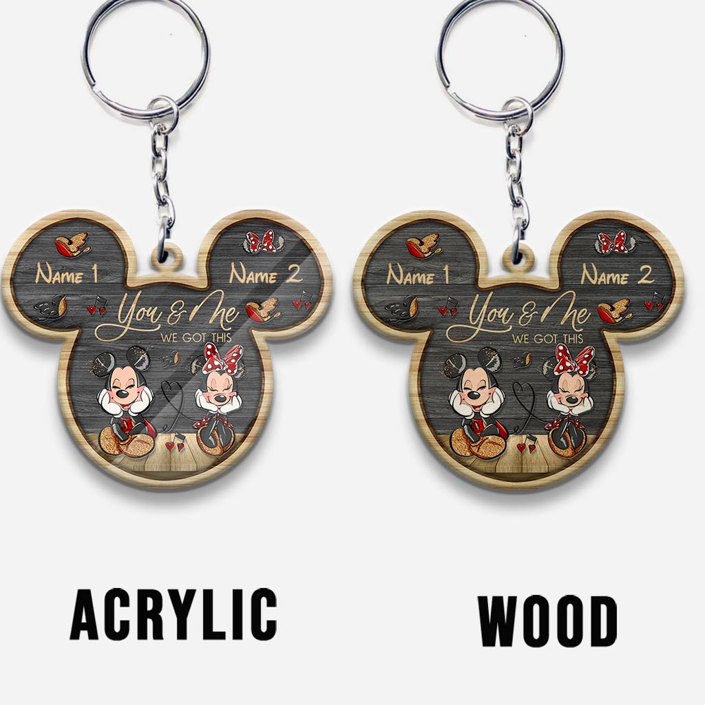 Custom Couple Keychain You & Me Mouse Shape Personalized Gift