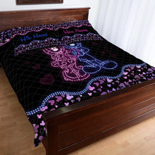 Load image into Gallery viewer, Personalized Mouse Ears Quilt Set for Couple | Custom Name Gift
