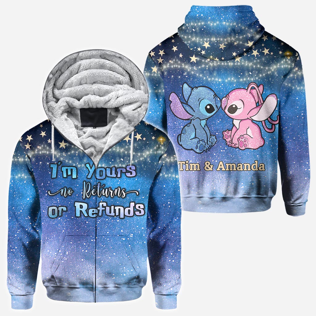 Personalized Couple Ohana Hoodie Galaxy Print Custom Names Gift