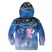 Load image into Gallery viewer, Personalized Couple Ohana Hoodie Galaxy Print Custom Names Gift
