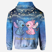Load image into Gallery viewer, Personalized Couple Ohana Hoodie Galaxy Print Custom Names Gift
