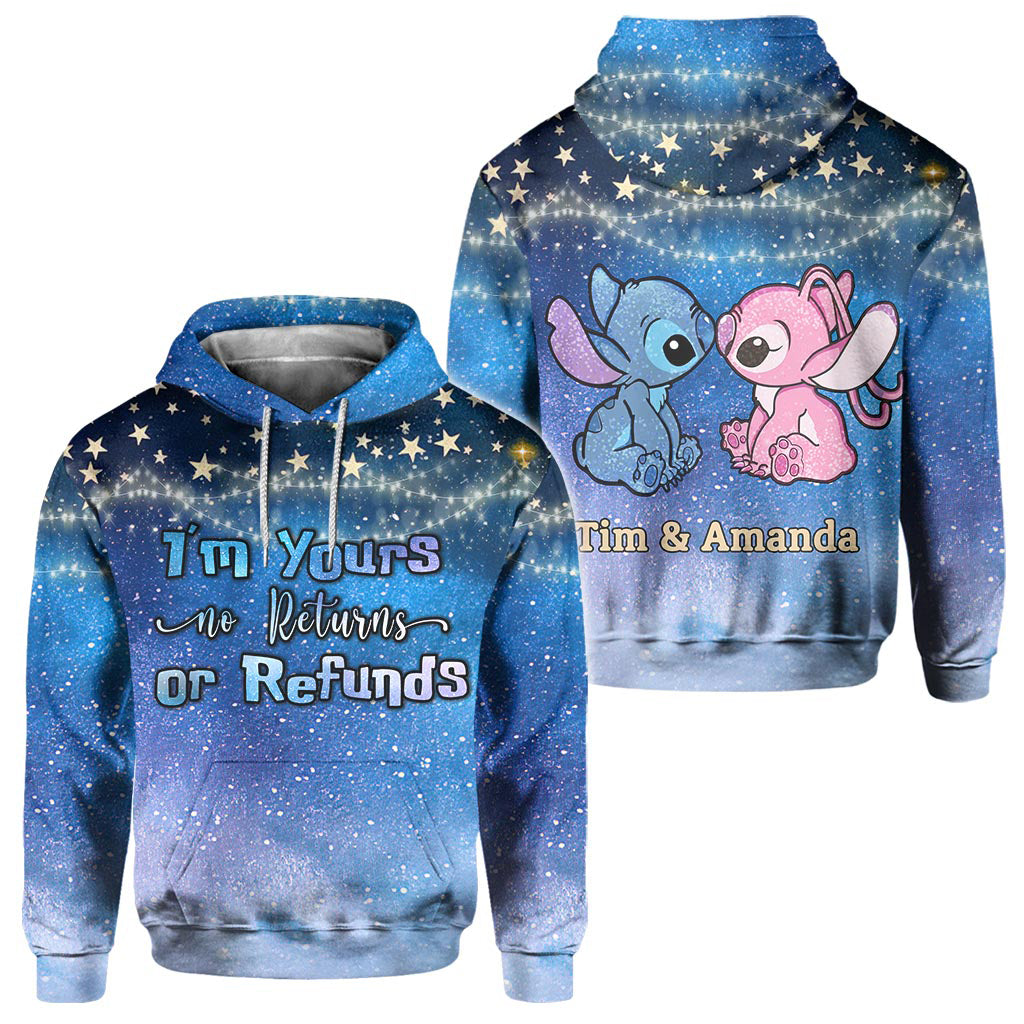 Personalized Couple Ohana Hoodie Galaxy Print Custom Names Gift