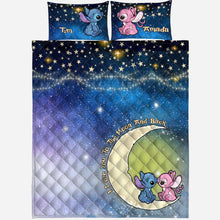 Load image into Gallery viewer, Personalized Ohana Quilt Set Love You To The Moon for Couples
