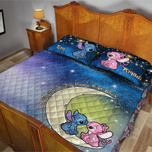 Load image into Gallery viewer, Personalized Ohana Quilt Set Love You To The Moon for Couples
