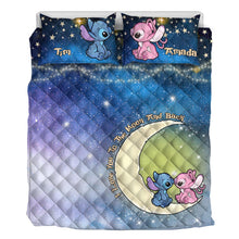 Load image into Gallery viewer, Personalized Ohana Quilt Set Love You To The Moon for Couples
