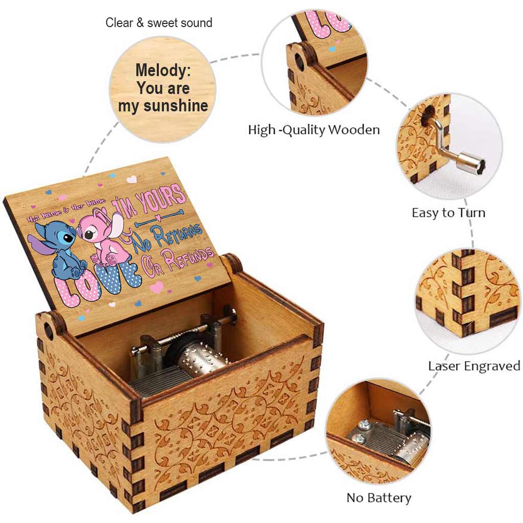 Personalized Ohana Hand Crank Music Box Custom Gift for Partner