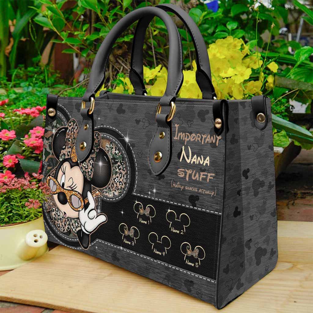 Personalized Leather Handbag for Grandma with Custom Names - Mother's Day Gift