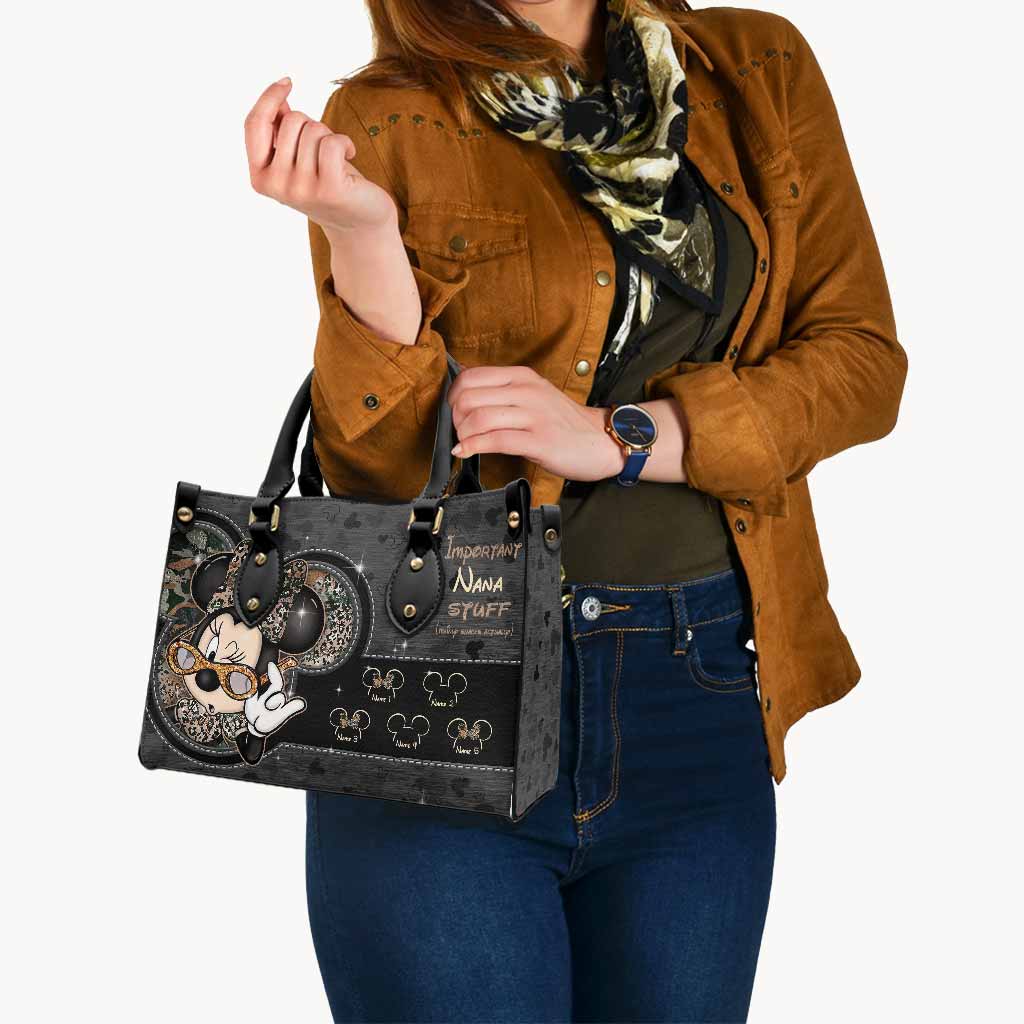 Personalized Leather Handbag for Grandma with Custom Names - Mother's Day Gift