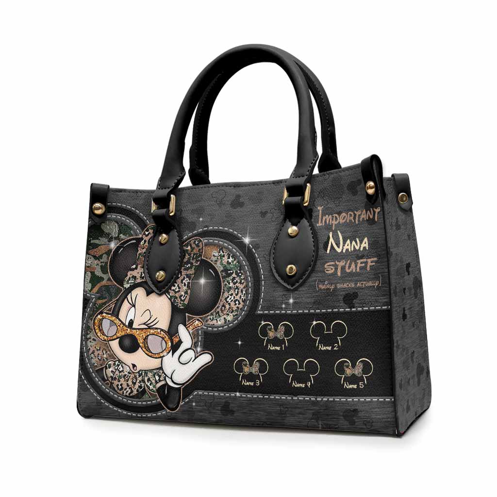 Personalized Leather Handbag for Grandma with Custom Names - Mother's Day Gift