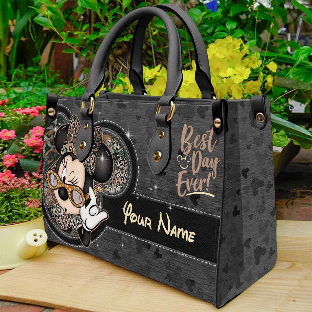 Personalized Leather Handbag Best Day Ever Gift for Her