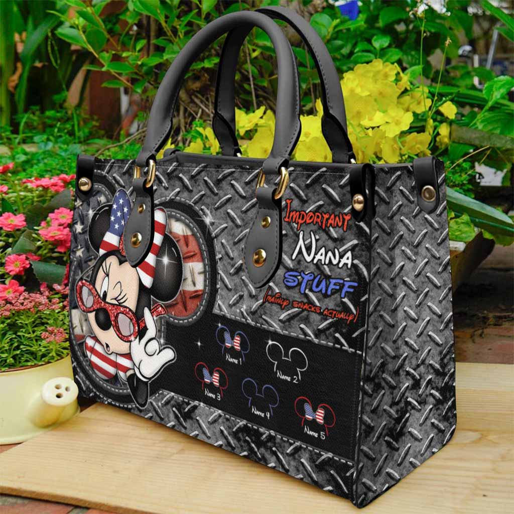 Personalized Leather Handbag with American Theme for Nana