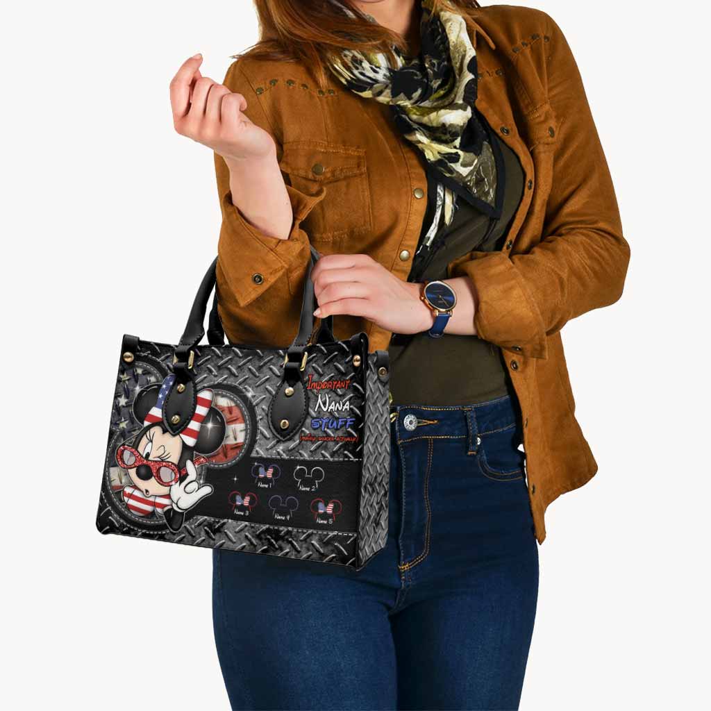 Personalized Leather Handbag with American Theme for Nana