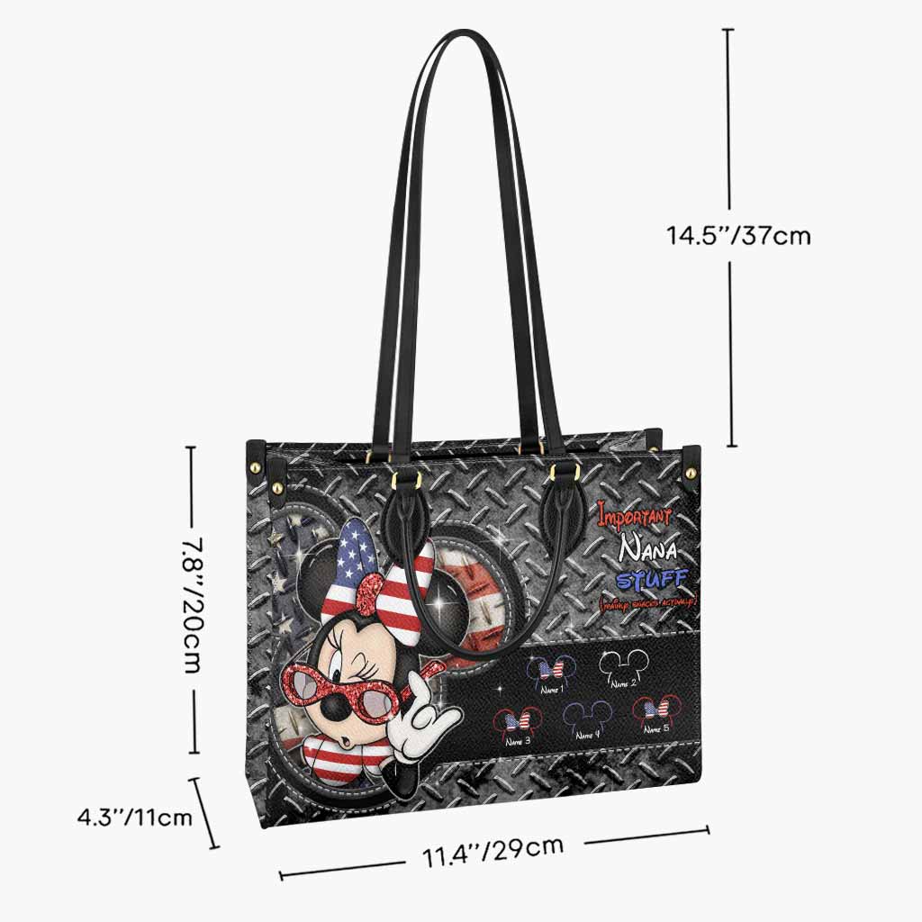 Personalized Leather Handbag with American Theme for Nana