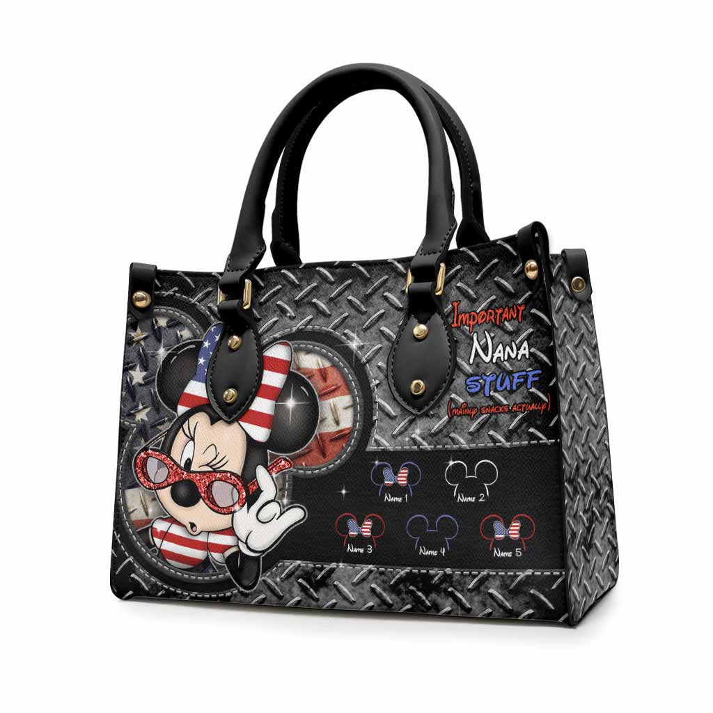 Personalized Leather Handbag with American Theme for Nana