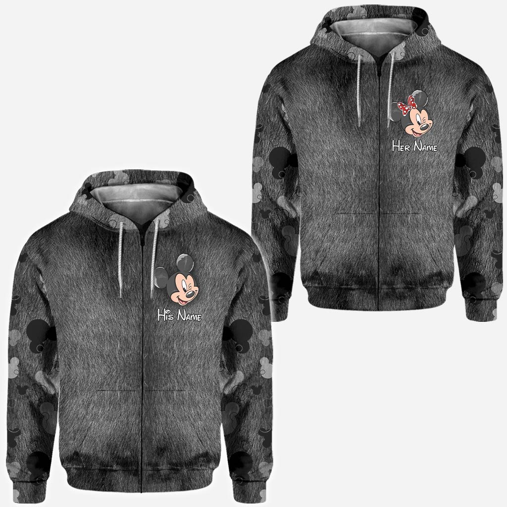 Personalized Couple Mouse All Over T-shirt Hoodie Custom Names Gift