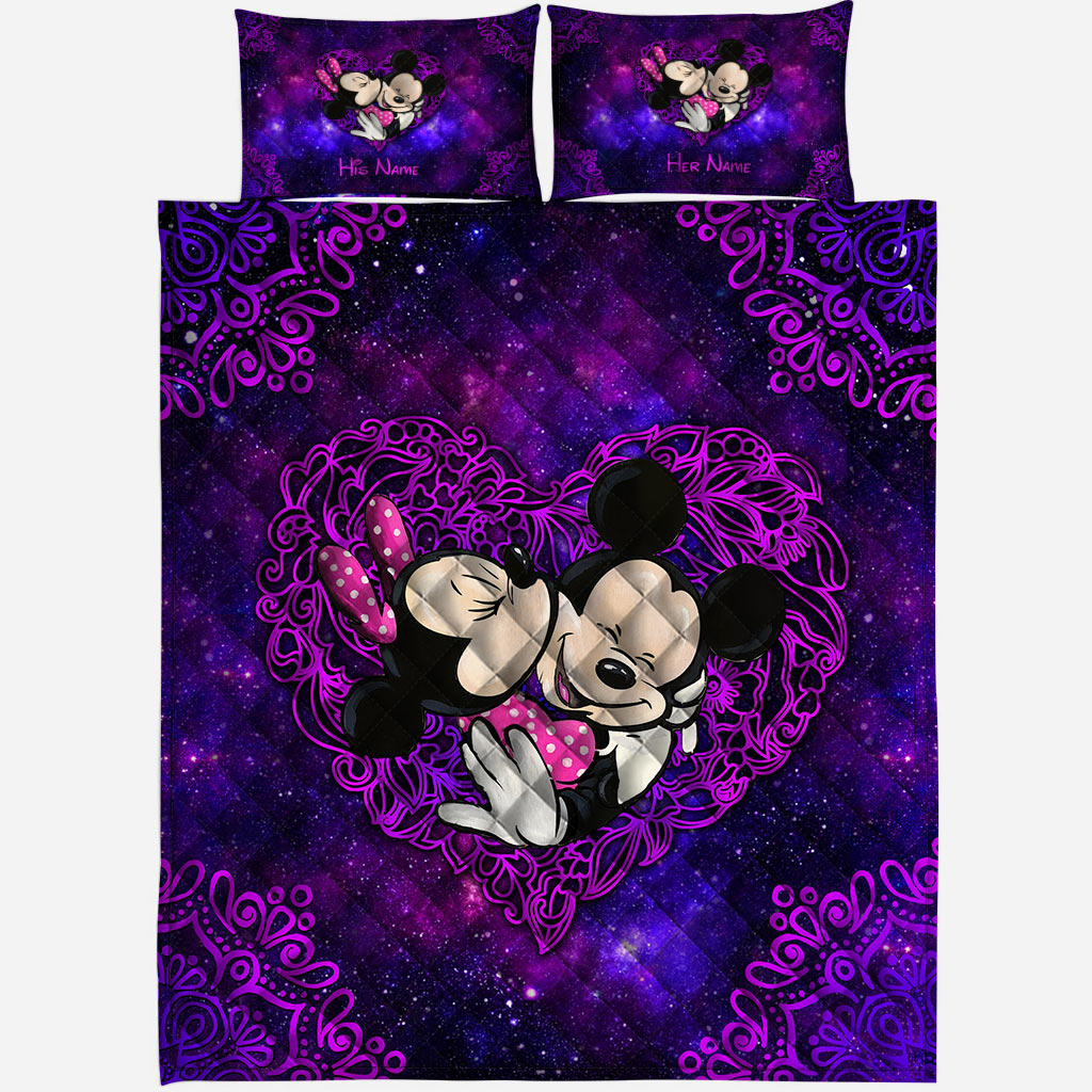 Personalized Mouse Quilt Set for Couples | Cute Valentine's Day Gift