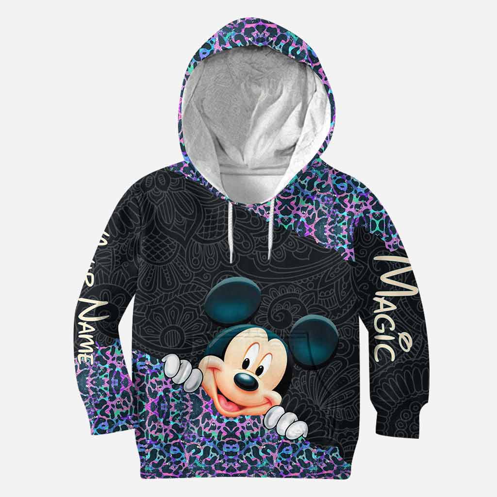 Personalized Holographic Leopard Hoodie & Leggings Set for Kids