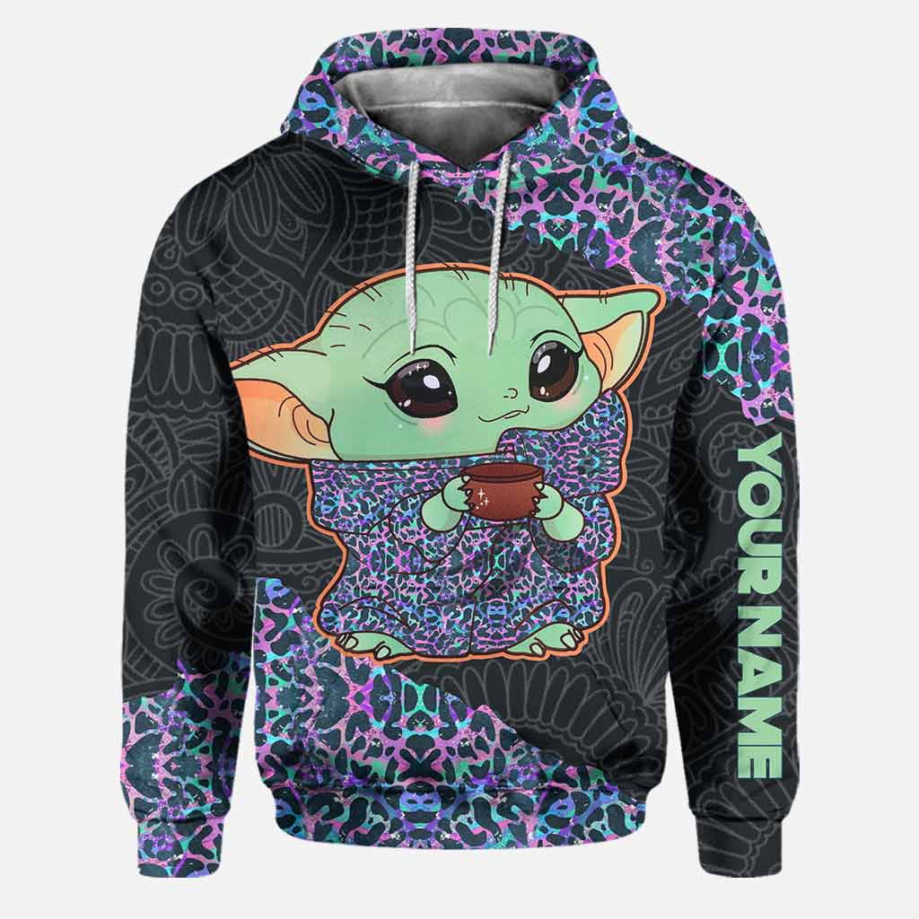 Personalized Holographic Leopard Hoodie and Leggings Set for Women