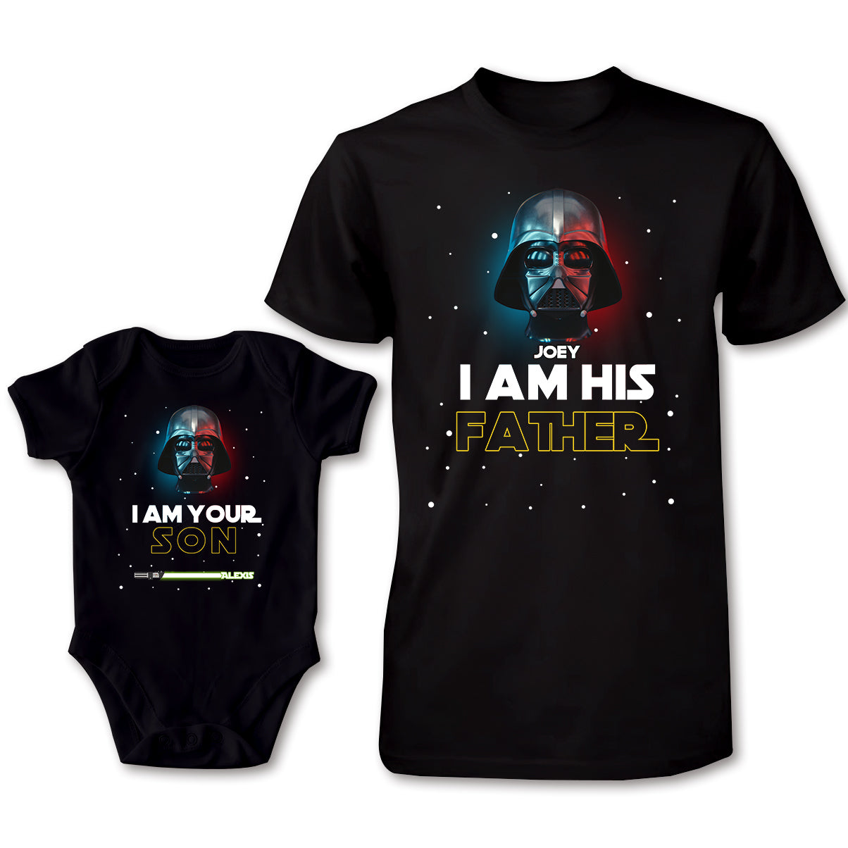 Personalized Star Wars Father and Son T-Shirt & Onesie Set Gift