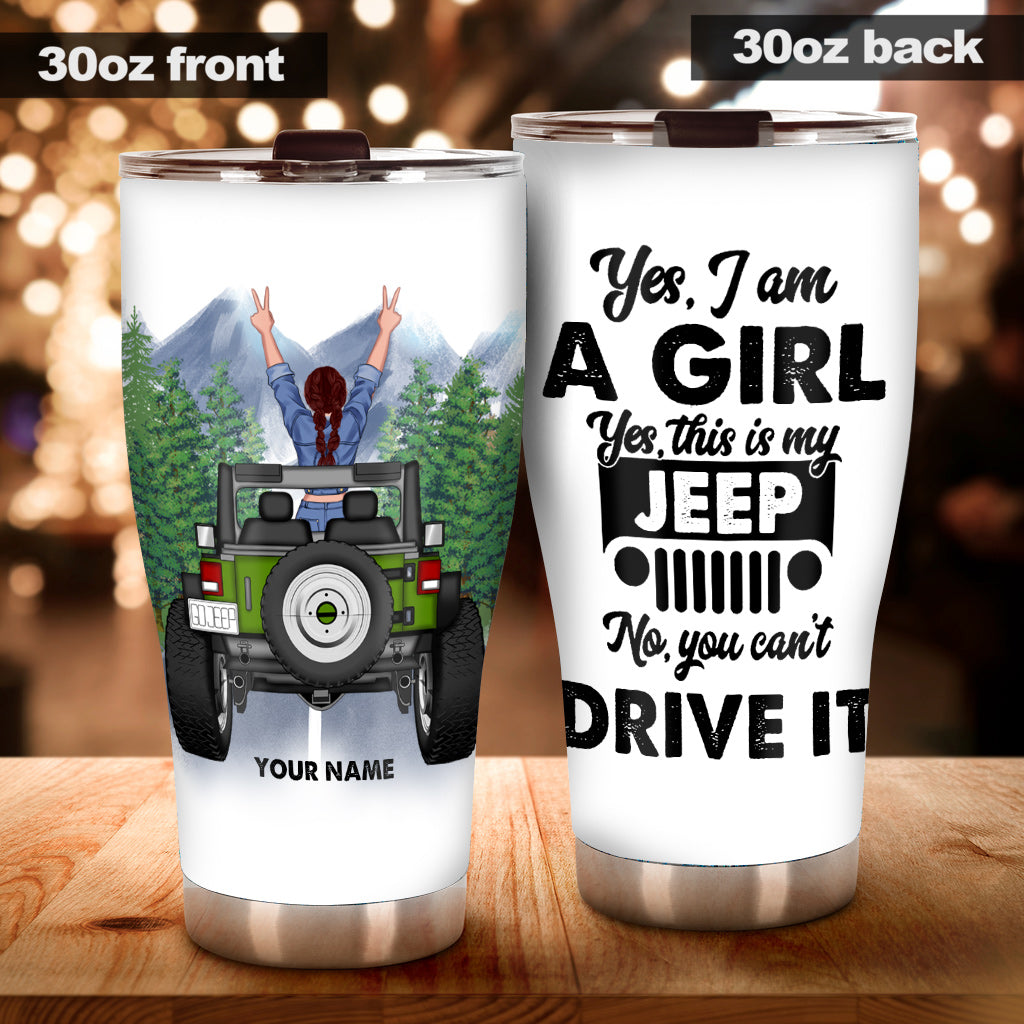 Personalized Jeep Tumbler Yes I'm A Girl Custom Name Gift
