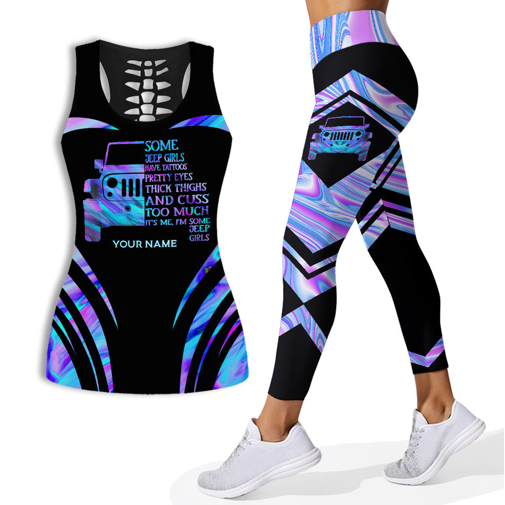 Personalized Hollow Tank Top & Leggings Custom Name Gift for Girls