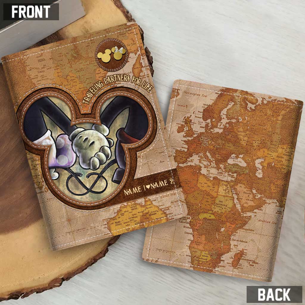 Personalized Mouse Design Passport Holder Custom Names Gift for Couples