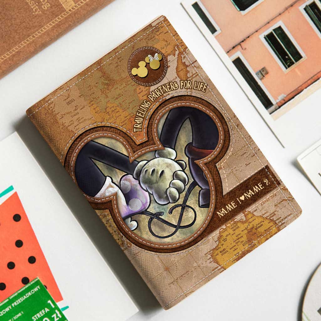 Personalized Mouse Design Passport Holder Custom Names Gift for Couples