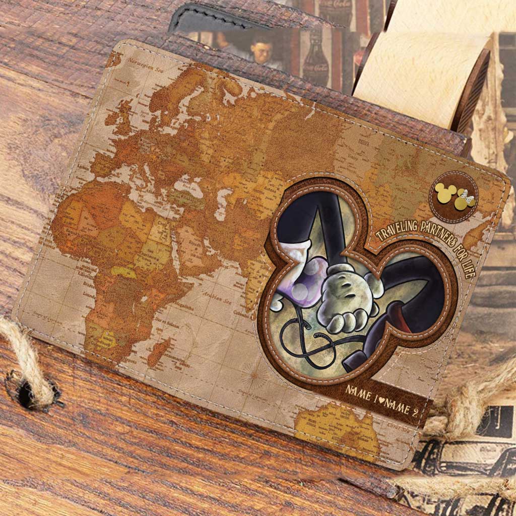Personalized Mouse Design Passport Holder Custom Names Gift for Couples
