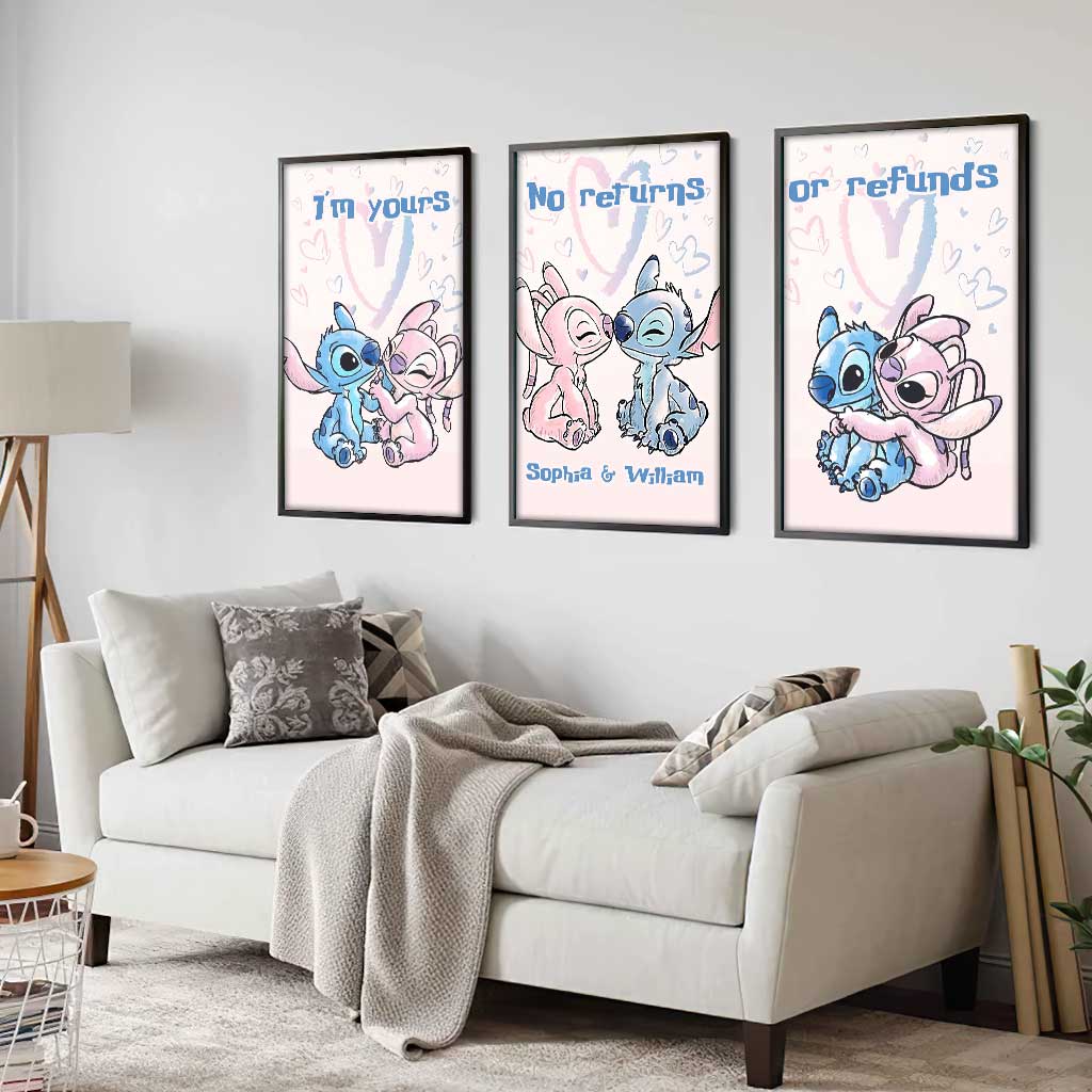 Personalized Couple Ohana Poster & Canvas Set Gift for Anniversary