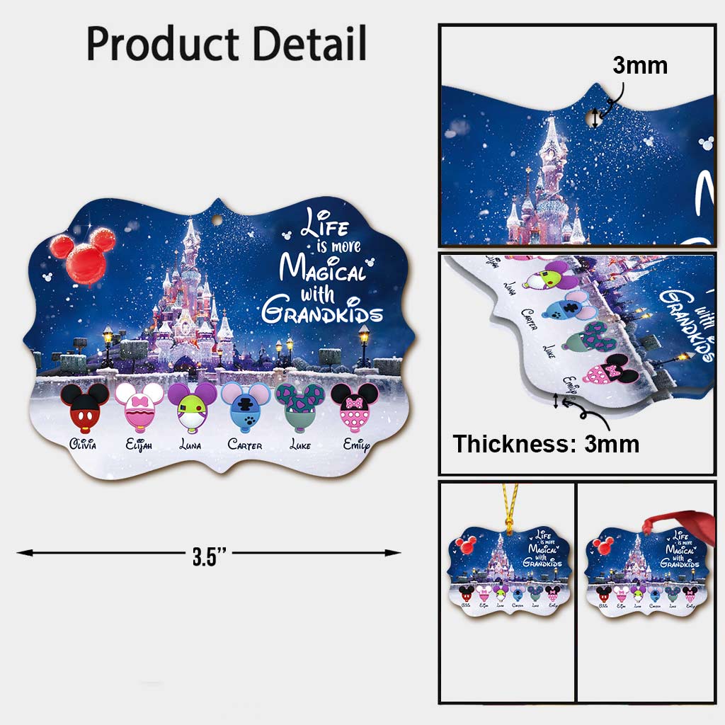 Personalized Christmas Ornament for Grandma with Grandkids Names - Custom Double-Sided Design